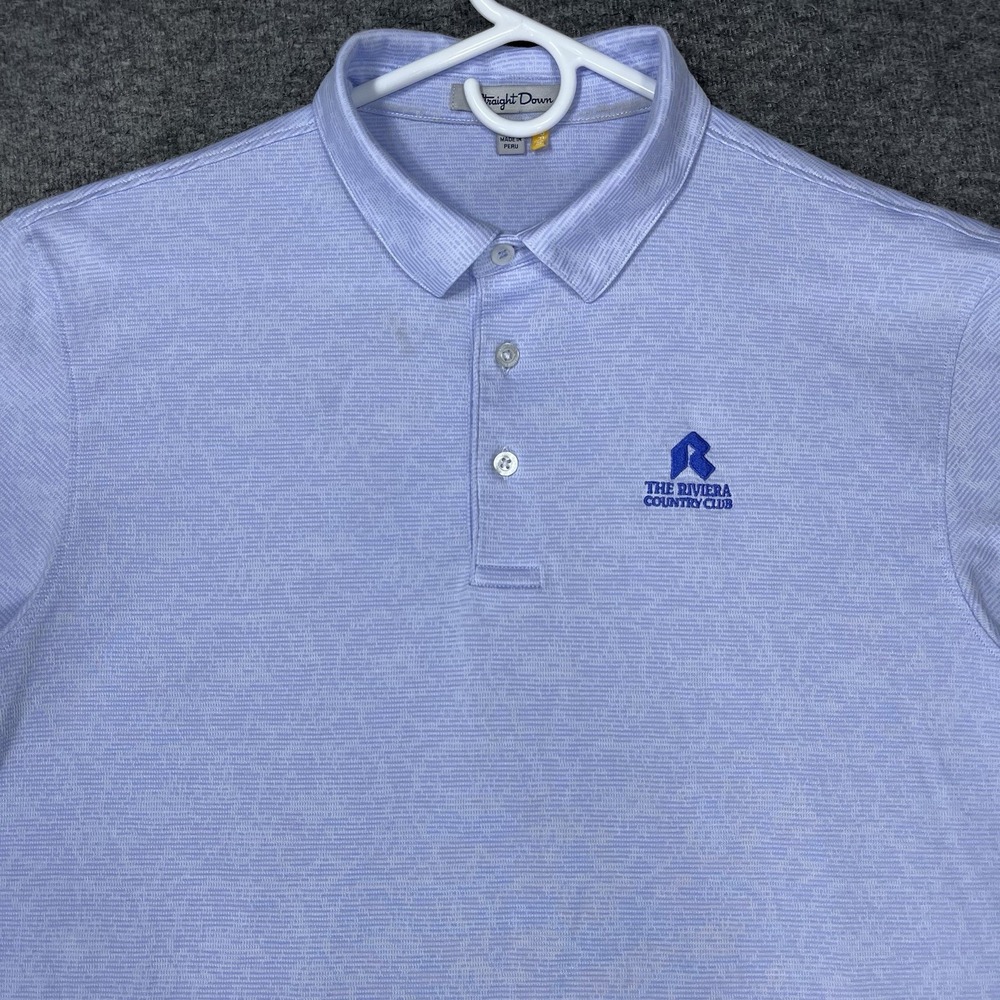 Straight Down Polo Shirt Mens M Blue Geometric The Riviera Country Club Golf